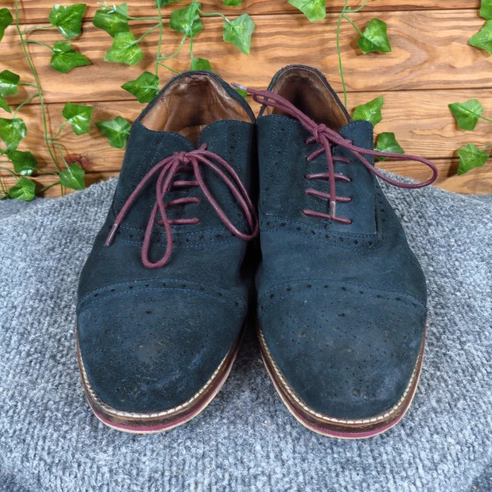 Johnston & Murphy Conard Mens Oxford‎ Size 10 Dress Shoes Navy Blue Suede